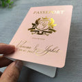 Custom Luxury Elegant 300gsm Gold Foil pink Folded Thank You Card for Small Business Brochure