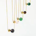 Simple Women Stainless Steel Jewelry 14K Gold Plated Beads Natural Crystal Stone Tiger Eye Bead Pendant Necklace