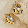Wholesales New Trends Gold Sliver Marble Stainless Steel Irregular Geometric Stud Earrings for Women