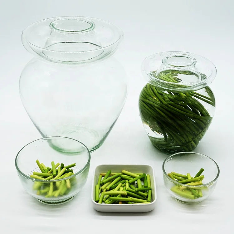 2.5L 5L 7.5L 10L 12.5L Glass Pickles Jar Fermentation Crock Pickling Pot with Water Seal Airlock Lid