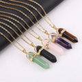 Hot Selling Gold Plating Natural Stone Reiki Quartz Jewelry Crystal Gemstone Point Pendant Necklace Women Men