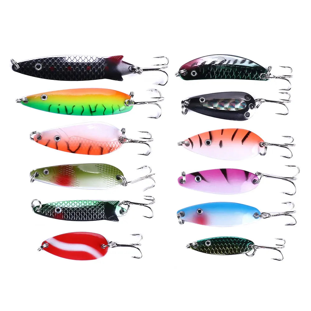 Wholesale SP216 Various Sizes Colorful Vivid Metal Spinner Baits Spoon Fishing Lures