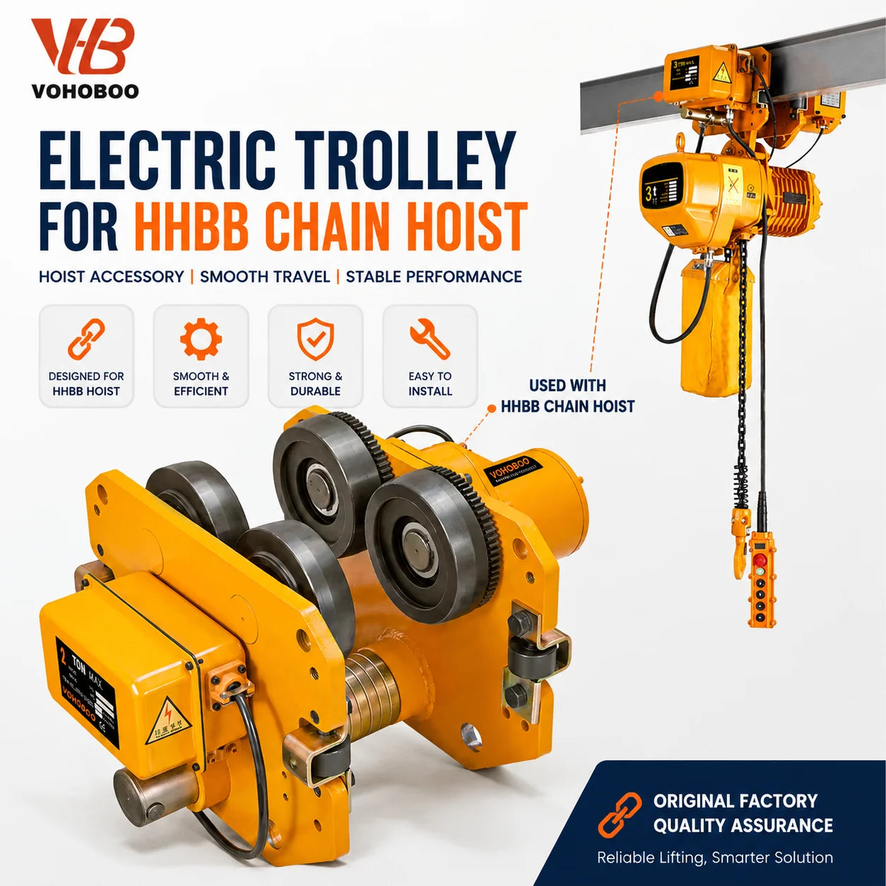 Convenient Equipment Industrial Multifunctional Electric Trolley for 1Ton 2Ton 3Ton 5Ton Hoist for Workshop
