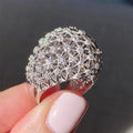 CAOSHI OEM Unique Flower Pattern Hollow Design Cubic Zirconia Rings for Exaggerated Style Silver Plated Rings Jewelry for Women