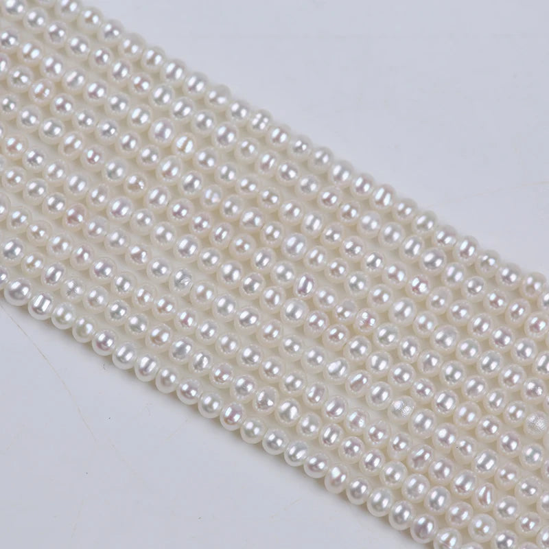 ZHUJI White Rice Drop Shape Real Pearls 2.8-3.2mm Freshwater Natural Strands for Jewelry Making