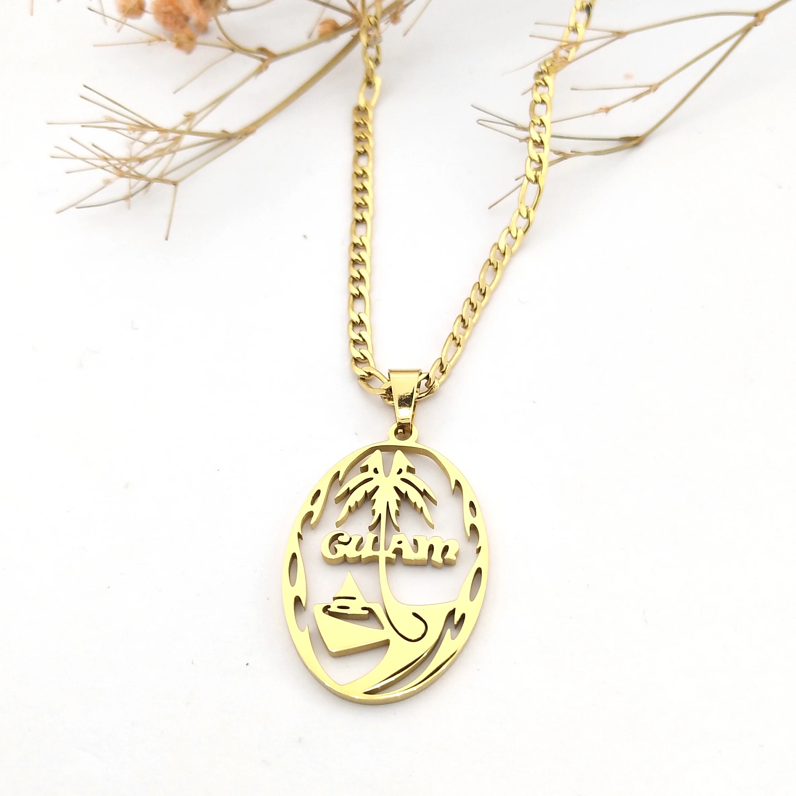 Guam Jewelry Gold Guam Pendant 14k Jewelry Custom Jewelry Joyeria En Acero 304 Women Cadenas Cubanas Joyeria De Acero in