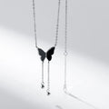 925 Sterling Silver Black Butterfly Bead Choker Necklace Tassel Fine Jewelry Necklace Advanced Necklaces for Women Wholesale