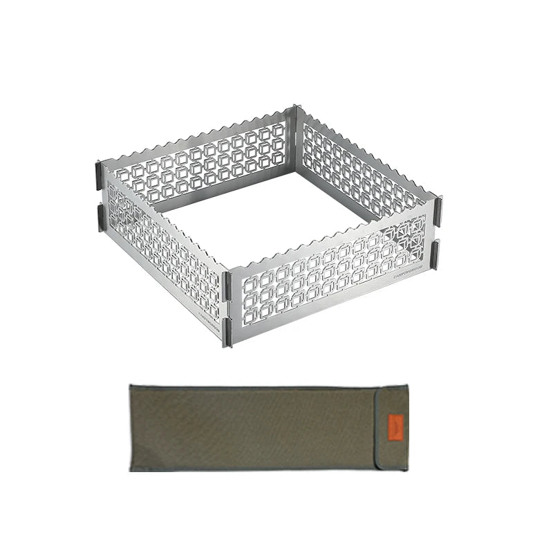 Campingmoon TKB-360-CU Custom Folding Portable Stainless Steel Firepit Windshield Film Screen for Gril