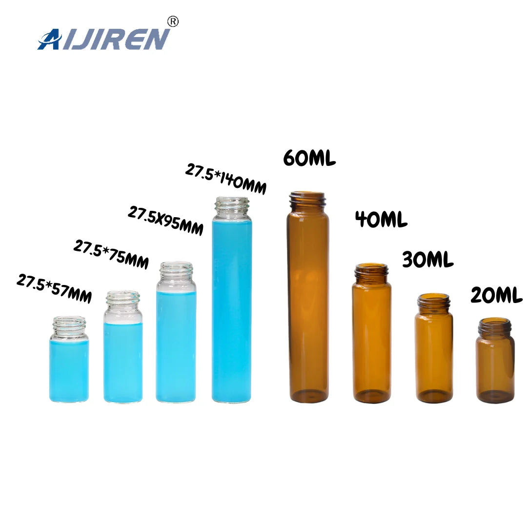 AIJIREN Borosilicate Glass Vials EPA TOC VOA Laboratory Screw Neck Flat Vial PP Cap Manufacturer's Supplies for Sample Bottles