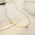 Single Zircon Geometric Small Four Leaf Flower and Grass Necklace Four Corner Star Cube Stainless Steel Multi Accessory Necklace