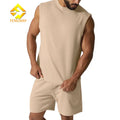 Men's Casual Solid Color Vest and Shorts Sports Suit Customized Logo Thin Five-Cent Pants Sleeveless Top for Summer