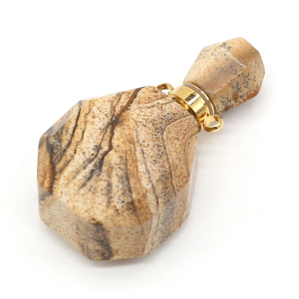 Hongzhuo Essential Oil Bottles Pendant Picture Jasper Perfume Bottle Charms Section Necklace Pendant