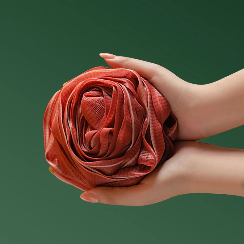 Custom Logo Rose Bath Flower Soft Loofah Mesh Body Poufs Exfoliating Bath Cleaning Sponge Luffa Shower Ball  Bath Scrubber