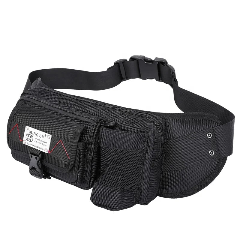 Factory Direct Sale Men's Outdoor Waterproof Fanny Pack Black Bum Waist Bag
