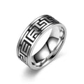 New Titanium Steel Men's Retro Style Jewelry Stainless Steel Great Wall Pattern Trend Ring Wholesale