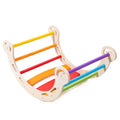 COMMIKI Wooden Kids Outdoor Pickler Triangle Set With Ramp and Arch Slide Equipment Backyard Playground for Children