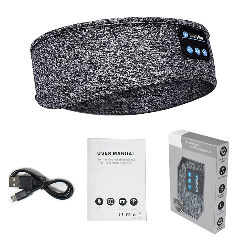 Comfy Stretchy Bluetooth Sleep-Headphones with Built-in Mic & Stereo Speaker Bandara Sleep Headphone for Eye Health Blue Color