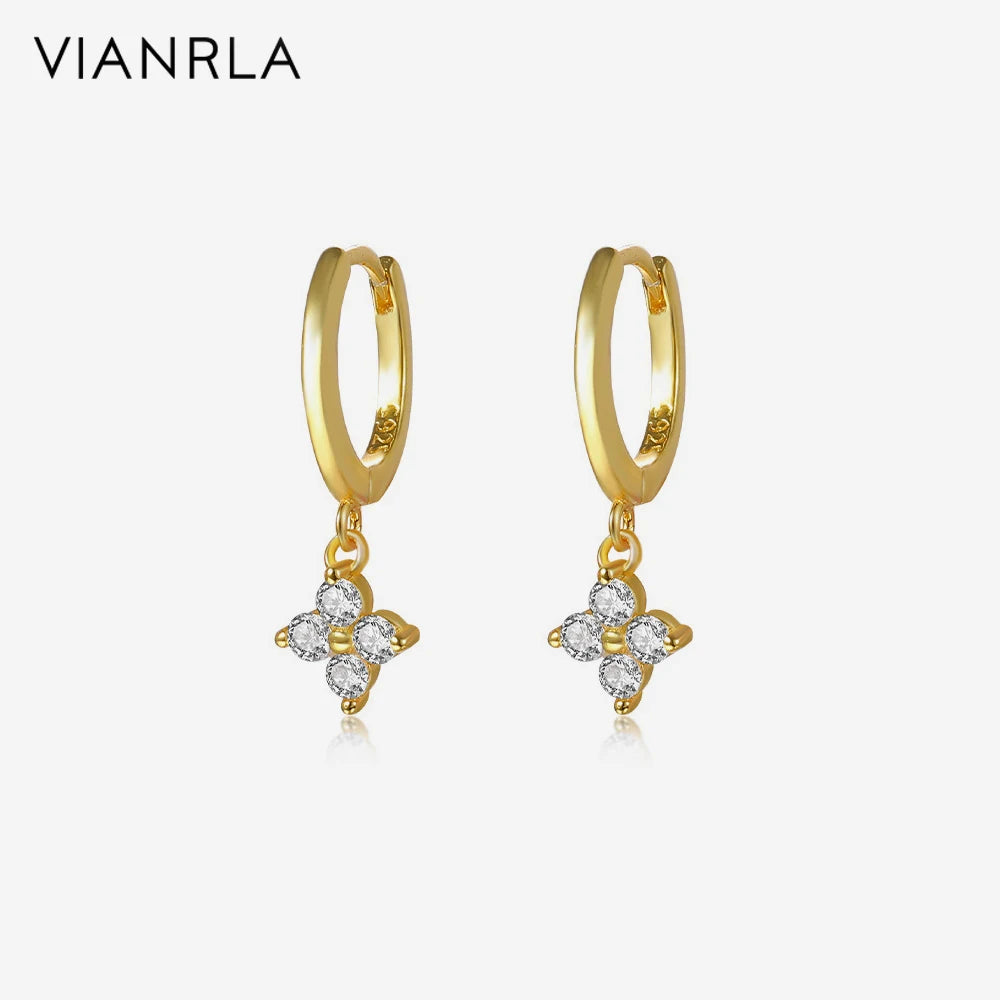 VIANRLA Silver Earring Jewelry Zircon Flower Hoop Earring Fashion Women's Jewelry Laser Custom Logo