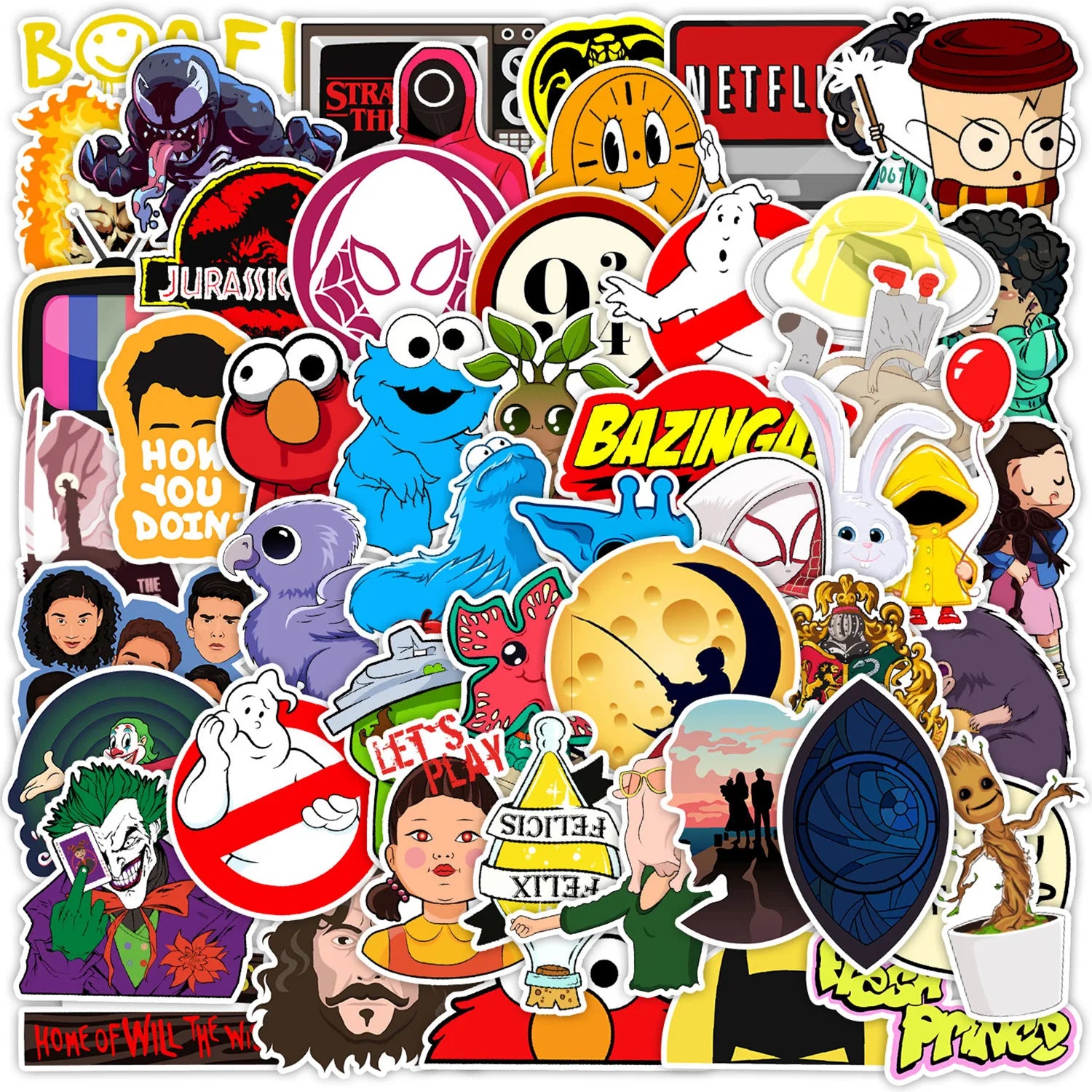 50Pcs Cartoon Role DIY Graffiti Decorative Stickers Label for Luggage Laptop Guitar Scrapbook Skateboard Waterproof Sticker