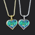 Van Gogh Heart-shaped Pendant Women Vintage Art Sunflower Iris Rhinestone Diamond Jewelry Tennis Ball Chain Necklace