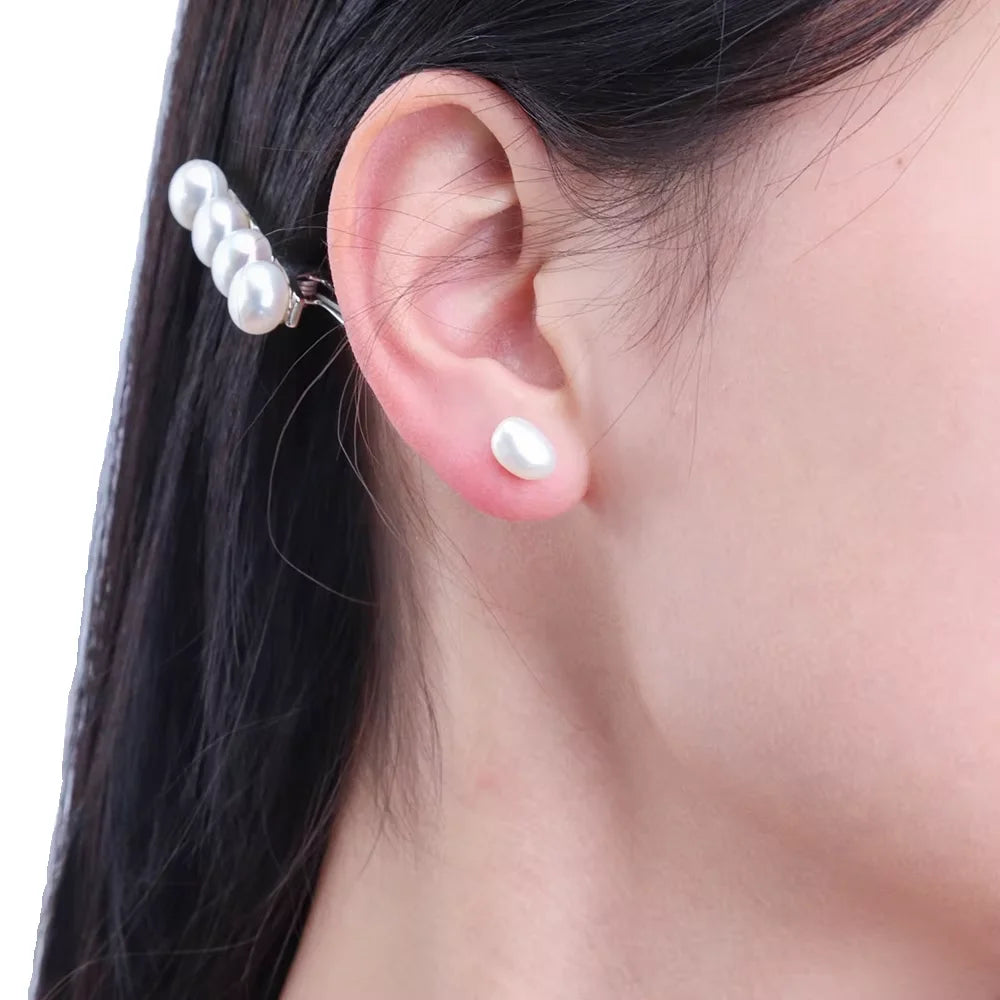 Wholesale 925 Sterling Silver Baroque Geometric Pearl Stud Earrings Natural Irregular Design Gold for Women's Wedding Jewelry