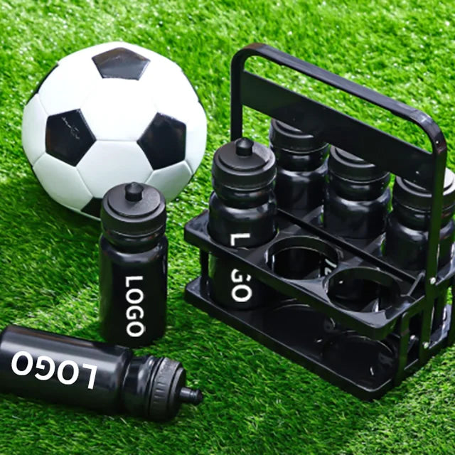 BPA Free 20 Oz Squeeze Team Water Bottles with Black Lid for Fitness Bike Gym Plastic Wide Mouth Sports Water Bottle