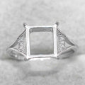 Sterling Silver 8*9mm Semi Mount Ring Square Shape Empty Frame Blank Claws Setting S925 Base Without Center Stone for Inlay DIY