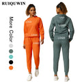 RUIQUWIN Most Popular Fitness Gym Training Jogging Wear Plus Size Workout Yoga Set for Women Custom Sport Hoodies Tracksuit