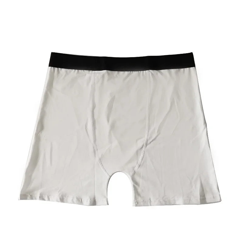 Men's Blank Mid-Rise Breathable Eco-Friendly Anti-static Quick Dry Knitted Spandex/Polyester Boxer Shorts Black Waistband