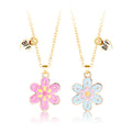 AA016280 2pcs/set Best Friends Necklace Sunflower Pendant Necklace Drop Oil Matching Necklace for Best Friends