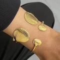 Beach Starfish Seashell Symmetry Adjustable 18K Gold Plated Stainless Steel Cuff Bracelets Fashion Jewelry Bangles Wholesale