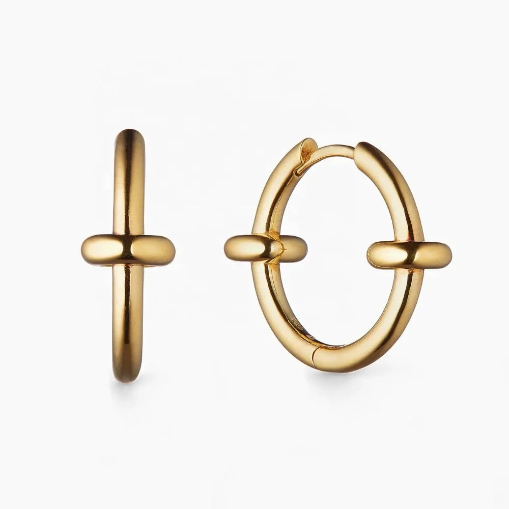 LOZRUNVE 18k Gold Plated Plain Silver 925 Elegant Design Minimalist Hoop Earring Set