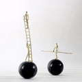 Abstract Metal Marble Figurine Sculpture Golden Brass Ornaments Home Decoration Accessories Modern Luxury Anniversary