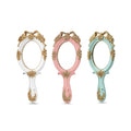 Makeup Hand Mirror Vintage Travel Handheld Mirrors with Handle White Rose Cosmetic Makeup Mirror