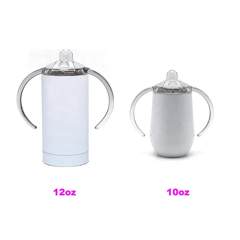 Personalized Kids Sublimation Blanks 304 Double Walled Stainless Steel Sippy Cups Hand Grip 12oz 10oz Business Gifts 6-12 Hours