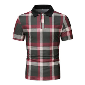 Wholesale Customized Logo Men's New Fashion Trend Plaid Printed Pullover Polo Shirt