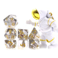Handmade 7pcs Bulk Resin Round Edge Dnd Dice Set Astronaut Inclusion Polyhedral Resin Dice for Dnd Games