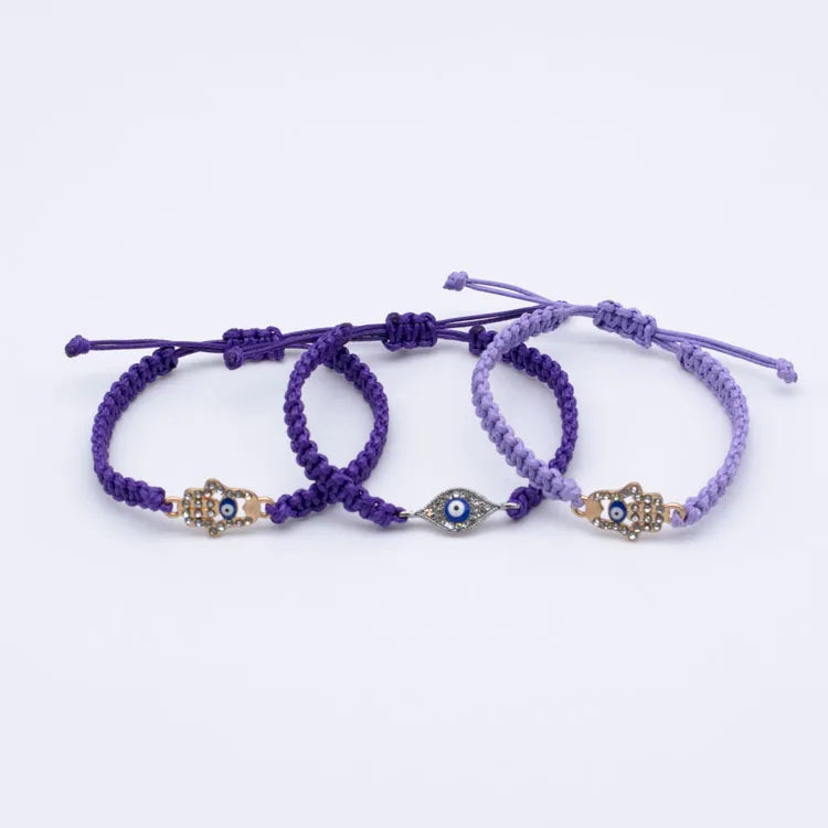 Handmade Evil Bule Eye Adjustable Bracelet Lucky Letter Pattern Wax Rope String Protection Bracelet