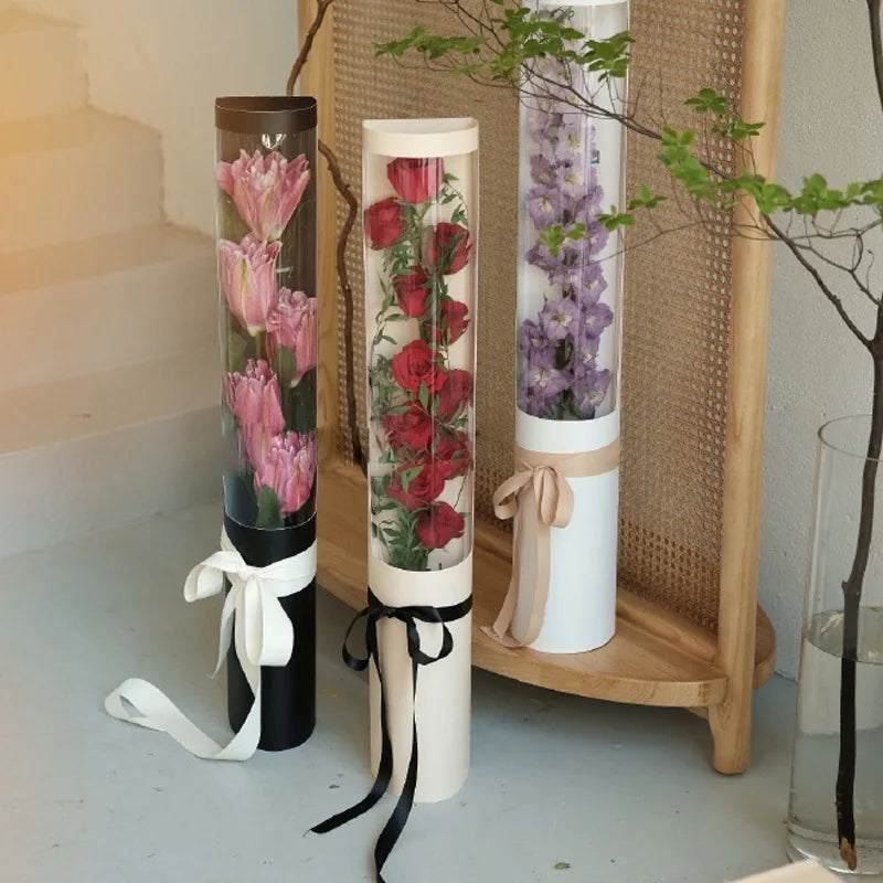 D-BOX003 Customized Clear Rose Gift Box Paper Boxes Wholesale Packaging Kraft Flowers Boxes for Flowers