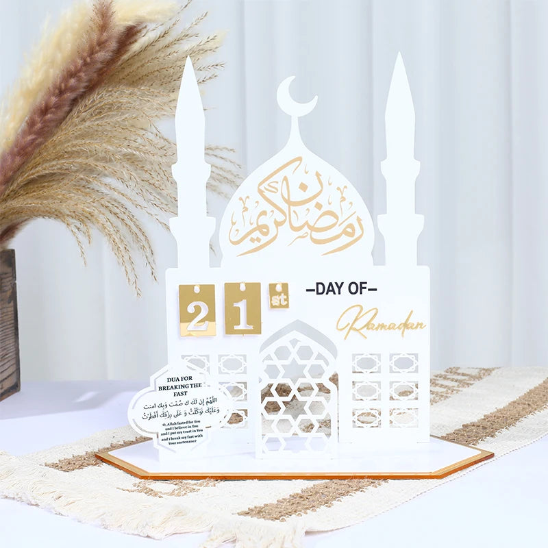 Nicro Hot Sale 30 Days Til Eid Acrylic Countdown Calendar Islamic Moon Star Table Ramadan Decoration Eid Mabarak Mabarack 100pcs