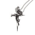 Retro Personalized Jewelry Necklace Rose Flower Cross Pendant Necklace