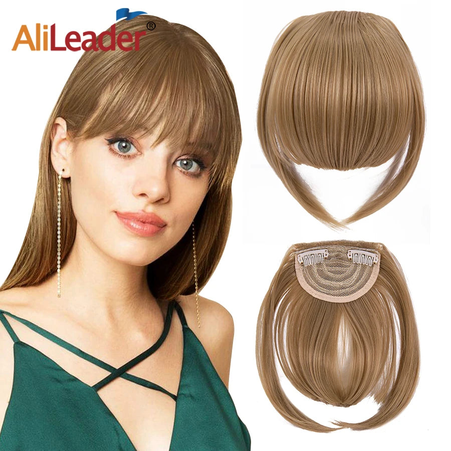 AliLeader Wholesale 36 Colors New Styles Synthetic Clip in Hair Fringes Silky Straight Neat Thick Hair Clip on Bangs