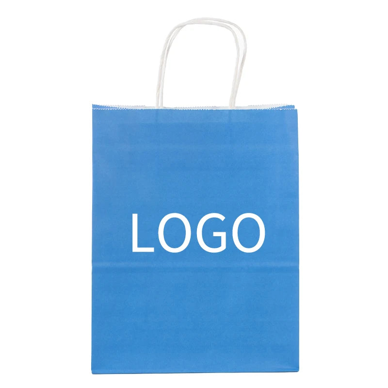 Customizable Logo Printing Eco-Friendly Classic White Kraft Paper Bag Patch Handle Supermarket Use Food Delivery Restaurant
