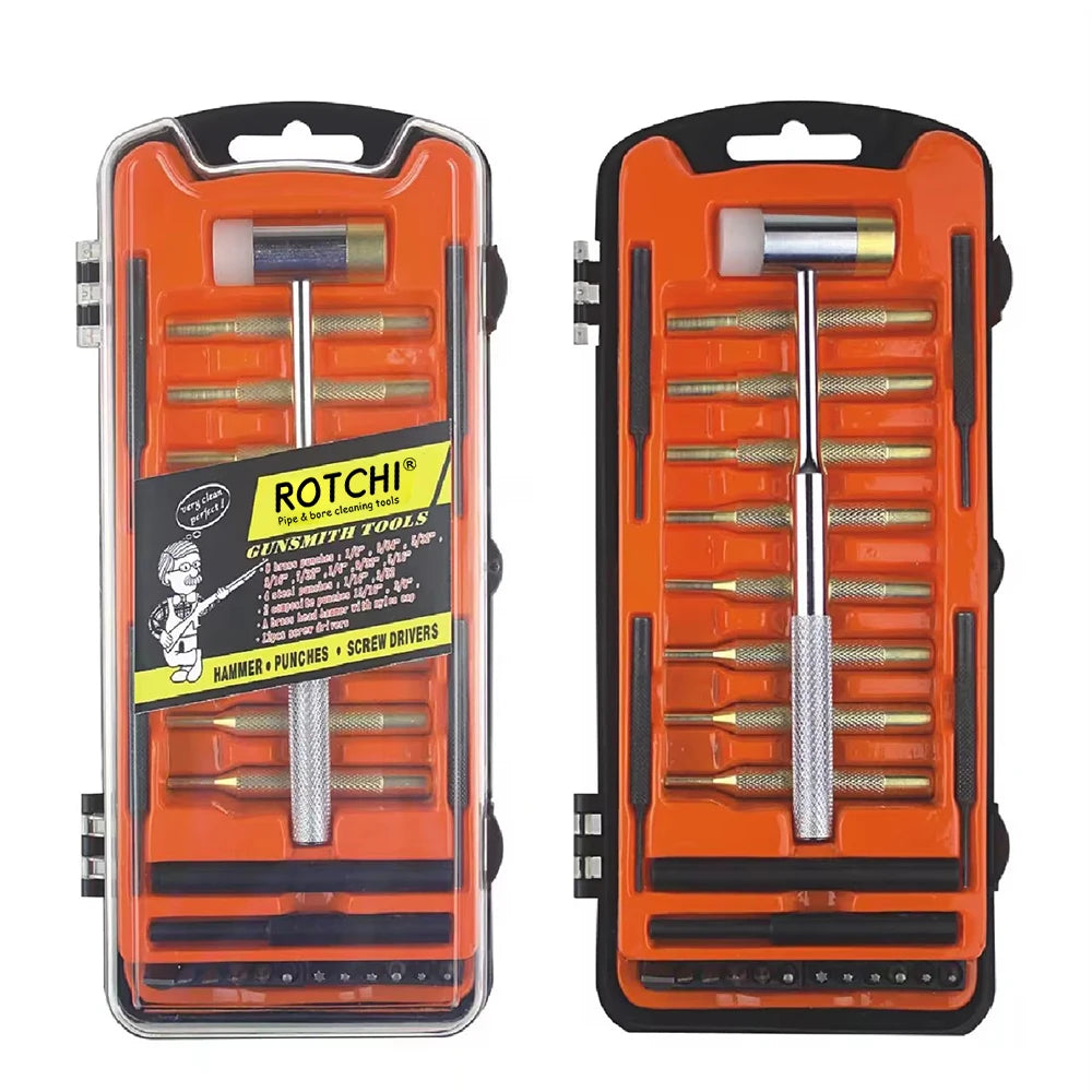 Gun Cleaning and Maintenance Kit Accessories Gunner with Brass Punch Hammer and Screwdriver