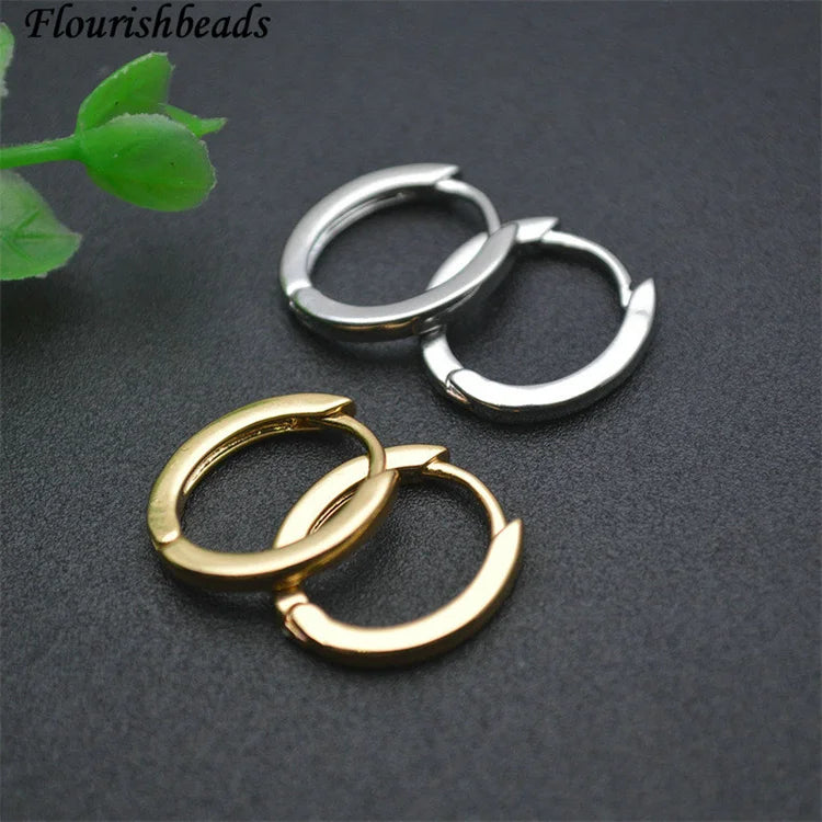 Wholesale Simple Design Anti Rust Copper Material 18K Gold Plated Silver Plated Round Smooth Hoop Earring Hooks for Woman