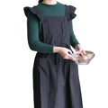 Wholesale Custom logo Printed 100% Cotton Ruffled Cross Back Kitchen Cooking Chef Aprons with Pockets