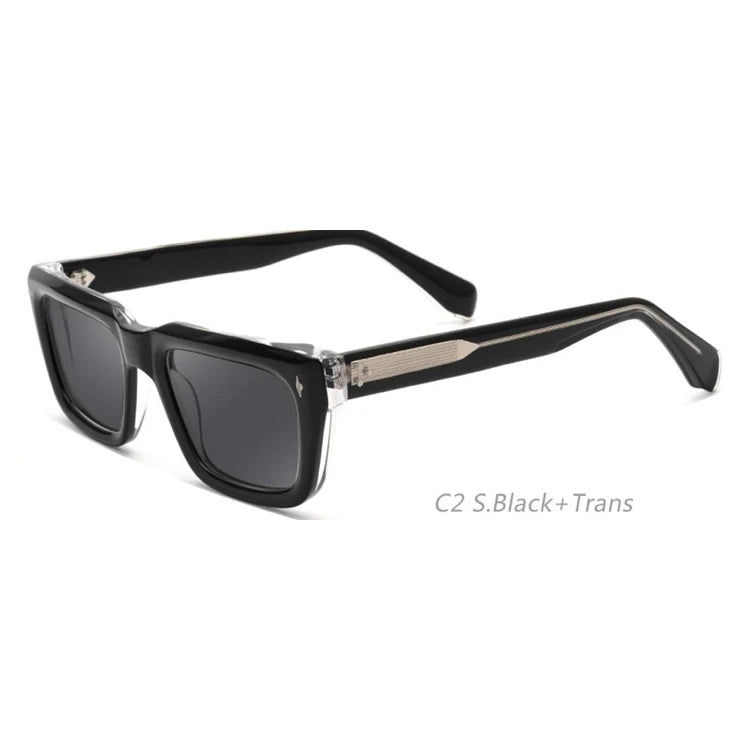 Classical Rectangle Oversized Polarized TAC High-quality Acetate Thick Rims Custom Unisex Sunglasses