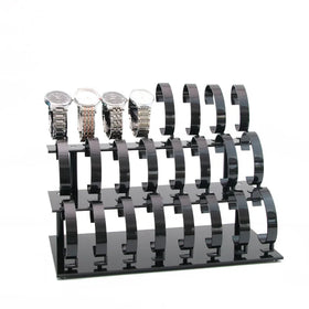 New Design Watch Display Stand Acrylic Black 24 Slots Three-layer Jewelry Stand Bracelet Watch Holder Organizer for Store