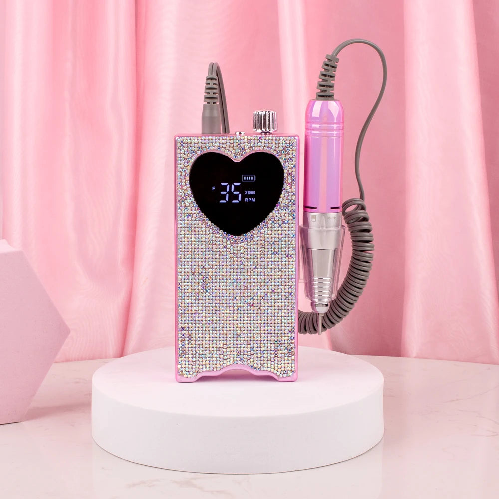 Free Cost Order 10pcs Silk Printing Label Portable Nail Drill Electric Cordless Nail Efile Sander Drill With Nail Bits Set