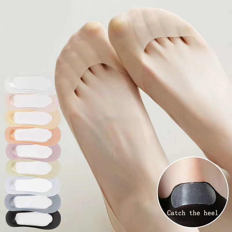 3pairs/set Women Silicone Plain Style  Colorful Twill Knitted Anti-Slip Cotton Breathable Lady Boat Ankle Socks